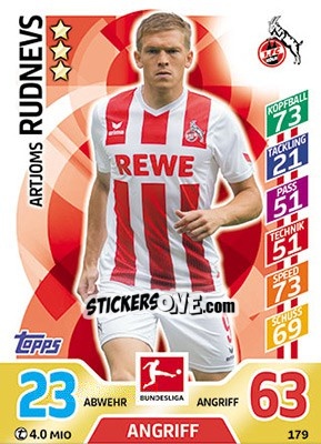 Cromo Artjoms Rudnevs - German Fussball Bundesliga 2017-2018. Match Attax - Topps