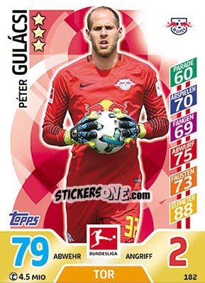 Cromo Péter Gulácsi - German Fussball Bundesliga 2017-2018. Match Attax - Topps