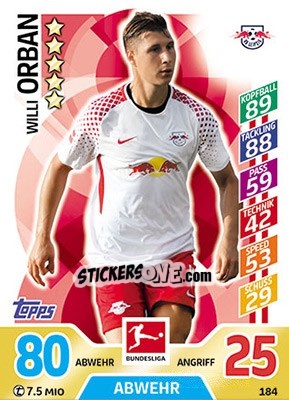 Figurina Willi Orban - German Fussball Bundesliga 2017-2018. Match Attax - Topps