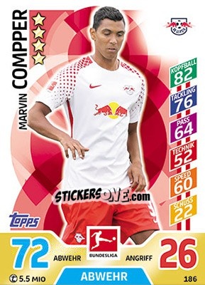 Sticker Marvin Compper - German Fussball Bundesliga 2017-2018. Match Attax - Topps