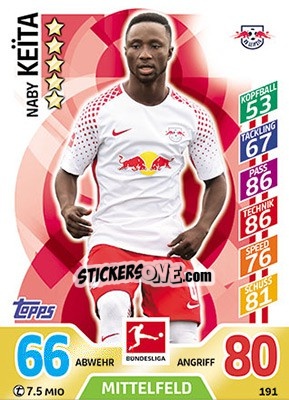 Sticker Naby Keïta - German Fussball Bundesliga 2017-2018. Match Attax - Topps