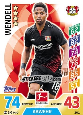 Sticker Wendell - German Fussball Bundesliga 2017-2018. Match Attax - Topps