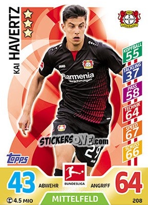 Cromo Kai Havertz - German Fussball Bundesliga 2017-2018. Match Attax - Topps