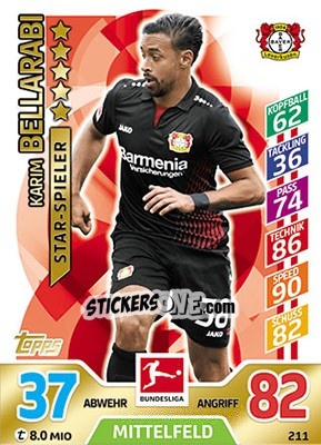 Cromo Karim Bellarabi - German Fussball Bundesliga 2017-2018. Match Attax - Topps