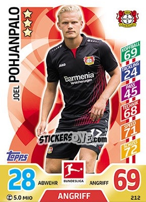 Figurina Joel Pohjanpalo - German Fussball Bundesliga 2017-2018. Match Attax - Topps