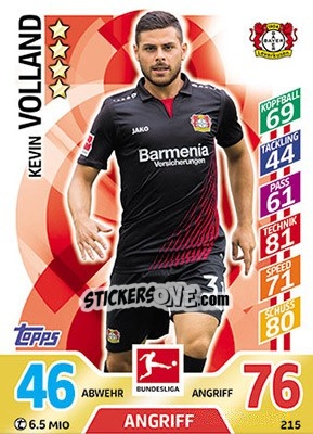 Figurina Kevin Volland - German Fussball Bundesliga 2017-2018. Match Attax - Topps