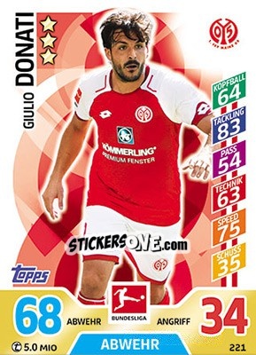 Figurina Giulio Donati - German Fussball Bundesliga 2017-2018. Match Attax - Topps