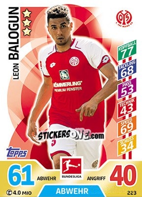 Figurina Leon Balogun - German Fussball Bundesliga 2017-2018. Match Attax - Topps