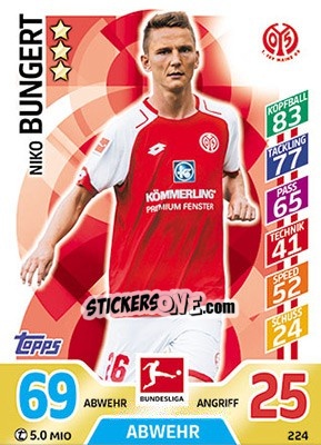 Figurina Niko Bungert - German Fussball Bundesliga 2017-2018. Match Attax - Topps