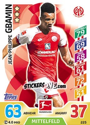 Cromo Jean-Philippe Gbamin - German Fussball Bundesliga 2017-2018. Match Attax - Topps