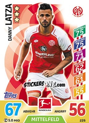 Sticker Danny Latza - German Fussball Bundesliga 2017-2018. Match Attax - Topps
