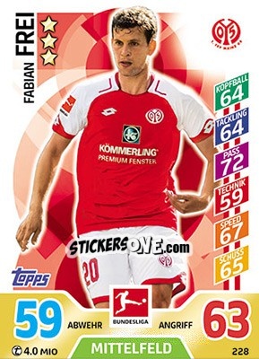 Figurina Fabian Frei - German Fussball Bundesliga 2017-2018. Match Attax - Topps