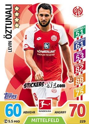 Sticker Levin Öztunali - German Fussball Bundesliga 2017-2018. Match Attax - Topps