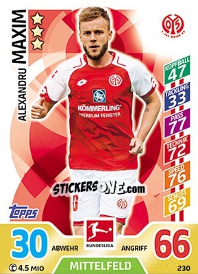 Sticker Alexandru Maxim - German Fussball Bundesliga 2017-2018. Match Attax - Topps