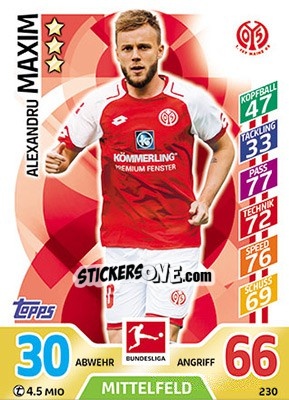 Figurina Alexandru Maxim - German Fussball Bundesliga 2017-2018. Match Attax - Topps