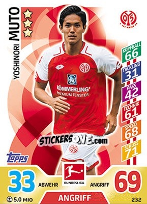 Sticker Yoshinori Muto - German Fussball Bundesliga 2017-2018. Match Attax - Topps