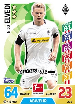 Sticker Nico Elvedi - German Fussball Bundesliga 2017-2018. Match Attax - Topps