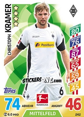 Sticker Christoph Kramer - German Fussball Bundesliga 2017-2018. Match Attax - Topps