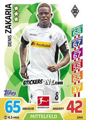 Sticker Denis Zakaria - German Fussball Bundesliga 2017-2018. Match Attax - Topps