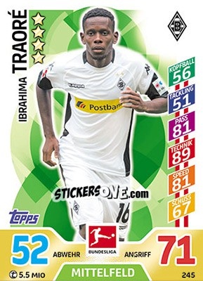 Sticker Ibrahima Traoré - German Fussball Bundesliga 2017-2018. Match Attax - Topps