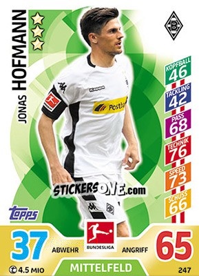 Sticker Jonas Hofmann - German Fussball Bundesliga 2017-2018. Match Attax - Topps