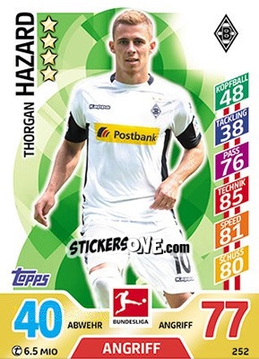 Sticker Thorgan Hazard - German Fussball Bundesliga 2017-2018. Match Attax - Topps