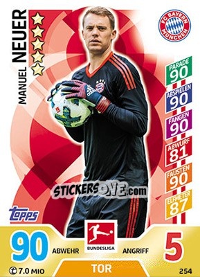 Sticker Manuel Neuer - German Fussball Bundesliga 2017-2018. Match Attax - Topps