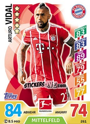 Cromo Arturo Vidal - German Fussball Bundesliga 2017-2018. Match Attax - Topps