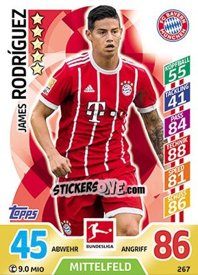 Cromo James Rodríguez - German Fussball Bundesliga 2017-2018. Match Attax - Topps