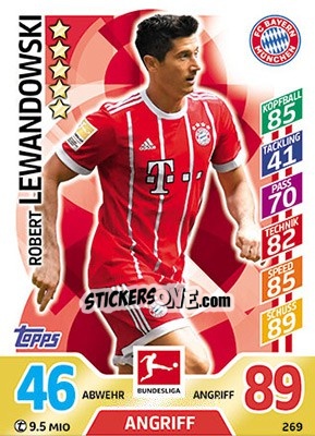 Sticker Robert Lewandowski - German Fussball Bundesliga 2017-2018. Match Attax - Topps