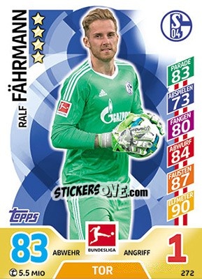 Sticker Ralf Fährmann - German Fussball Bundesliga 2017-2018. Match Attax - Topps