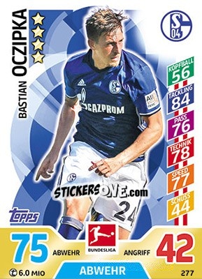 Sticker Bastian Oczipka - German Fussball Bundesliga 2017-2018. Match Attax - Topps