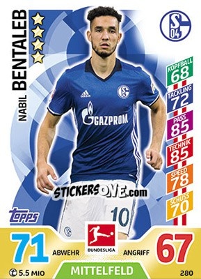 Sticker Nabil Bentaleb - German Fussball Bundesliga 2017-2018. Match Attax - Topps