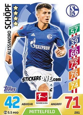 Sticker Alessandro Schöpf - German Fussball Bundesliga 2017-2018. Match Attax - Topps