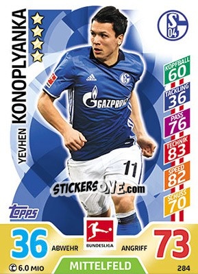 Sticker Yevhen Konoplyanka - German Fussball Bundesliga 2017-2018. Match Attax - Topps