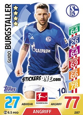 Sticker Guido Burgstaller - German Fussball Bundesliga 2017-2018. Match Attax - Topps