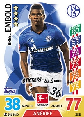 Sticker Breel Embolo - German Fussball Bundesliga 2017-2018. Match Attax - Topps