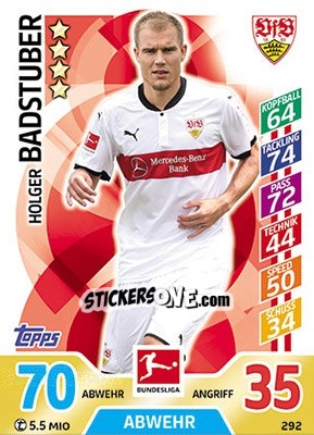 Sticker Holger Badstuber - German Fussball Bundesliga 2017-2018. Match Attax - Topps