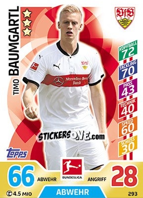 Figurina Timo Baumgartl - German Fussball Bundesliga 2017-2018. Match Attax - Topps