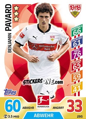 Figurina Benjamin Pavard - German Fussball Bundesliga 2017-2018. Match Attax - Topps