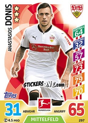 Sticker Anastasios Donis - German Fussball Bundesliga 2017-2018. Match Attax - Topps