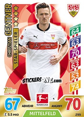 Figurina Christian Gentner - German Fussball Bundesliga 2017-2018. Match Attax - Topps