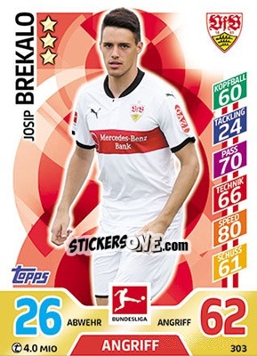 Sticker Josip Brekalo - German Fussball Bundesliga 2017-2018. Match Attax - Topps
