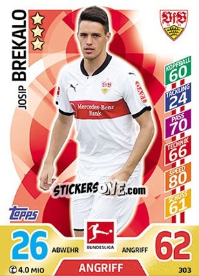 Cromo Josip Brekalo - German Fussball Bundesliga 2017-2018. Match Attax - Topps