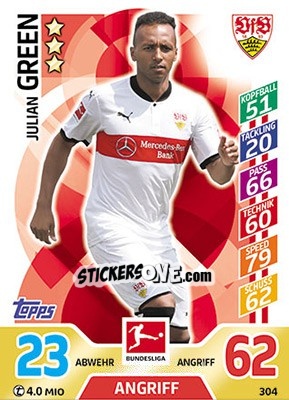 Figurina Julian Green - German Fussball Bundesliga 2017-2018. Match Attax - Topps