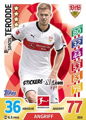 Cromo Simon Terodde - German Fussball Bundesliga 2017-2018. Match Attax - Topps