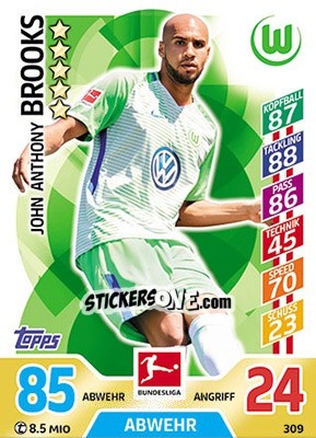 Figurina John Anthony Brooks - German Fussball Bundesliga 2017-2018. Match Attax - Topps