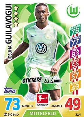 Figurina Josuha Guilavogui - German Fussball Bundesliga 2017-2018. Match Attax - Topps