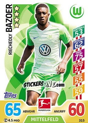 Sticker Riechedly Bazoer - German Fussball Bundesliga 2017-2018. Match Attax - Topps