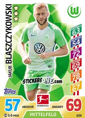 Sticker Jakub Błaszczykowski - German Fussball Bundesliga 2017-2018. Match Attax - Topps